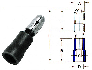 Bullet-Male Quick Disconntors-PVC Insulated 
